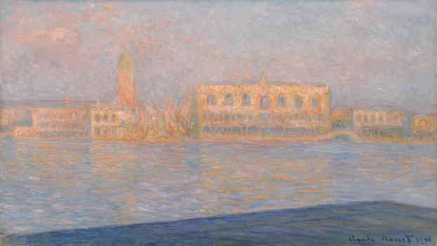 Claude Monet, Il Palazzo Ducale, visto da San Giorgio Maggiore (Le Palais Ducal vu de Saint-Georges Majeur), 1908. Mostre da vedere a settembre a Milano.